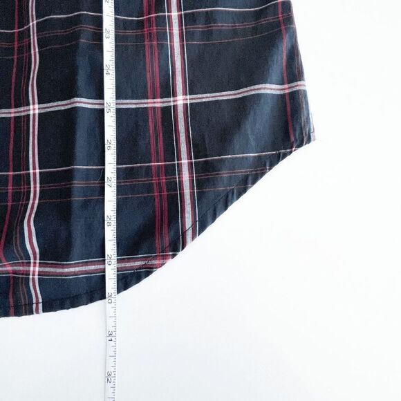 Billabong Mens Casual Button Down Shirt Plaid Short Sleeve Black Red XL - Picture 4 of 6